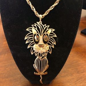 Gold Tone Alan Vintage Articulated Lion Necklace